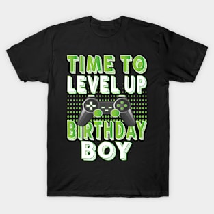 Time To Level Up Birthday Boy Video Game Lover Party design T-Shirt